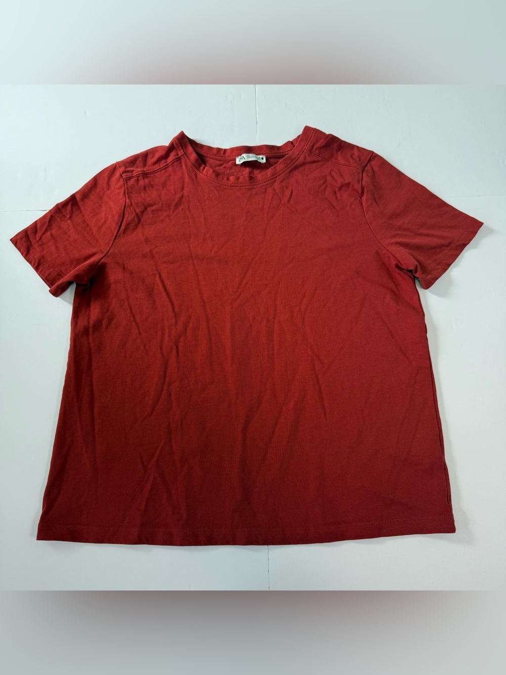 Zara Women's Brick Red/ burnt orange Short Sleeve Crew Tee